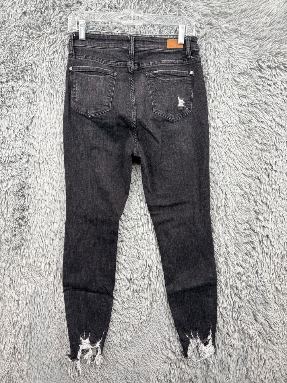 Judy Blue Jeans Womens 29 Black Skinny Distress Raw Hemline Buttonfly High Rise